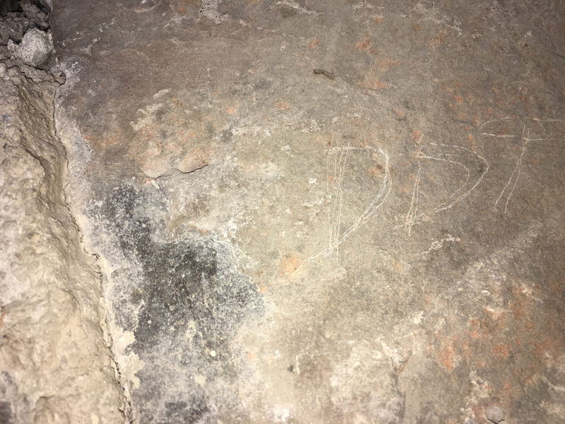 Detail of vandalism inside Roosevelt Arch.